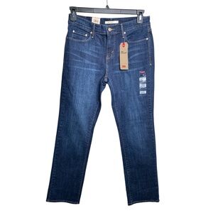 NWT Levi's Women's Size 6 Short 505 Straight Mid Dark Wash Denim New